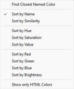HTML Colors dropdown menu