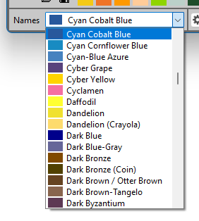 Named colors dropdown menu