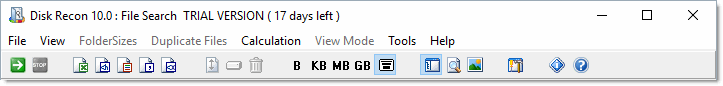 Disk Recon menu and toolbar