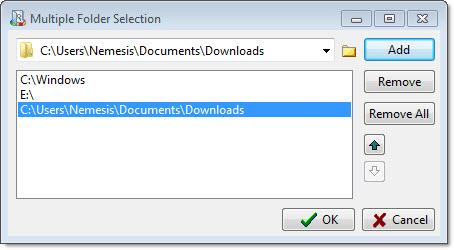 Disk Recon multiple folder selection dialog