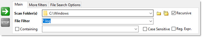 Disk Recon control panel main tab