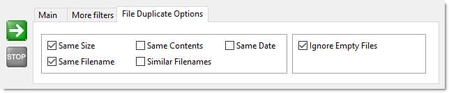 Disk Recon control panel duplicate file options tab