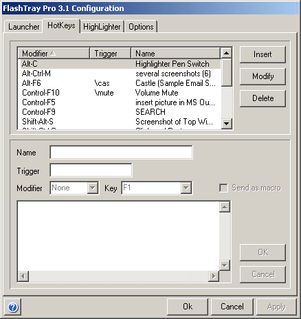 FlashTray Hotkeys configuration