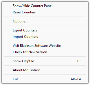 Mousotron Right-Click Popup Menu
