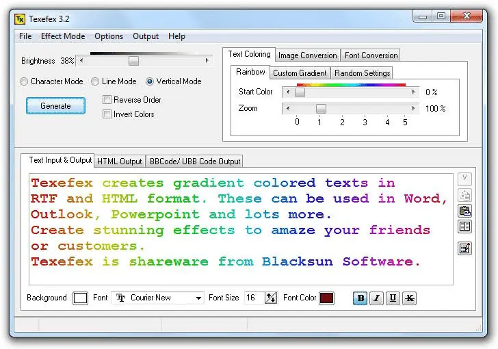 Texefex extended view screenshot