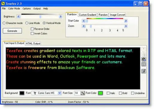 Texefex color scheme editor screenshot