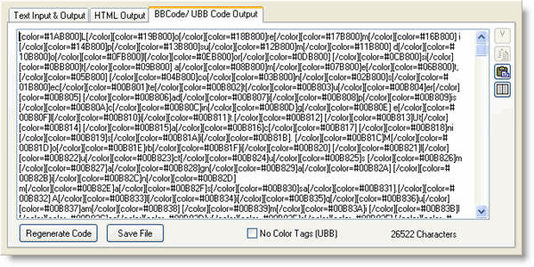 Texefex BBCode Output tab