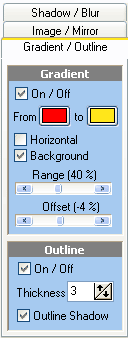 Panel 3: Gradient Colors and Outlines controls